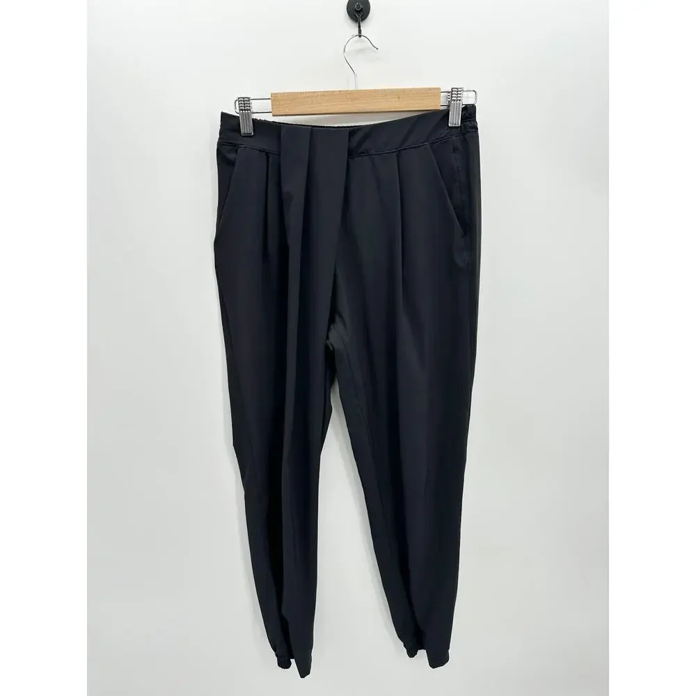 Lululemon Joggers Women 6 Black Active Casual Pants Career Pleated Travel Work